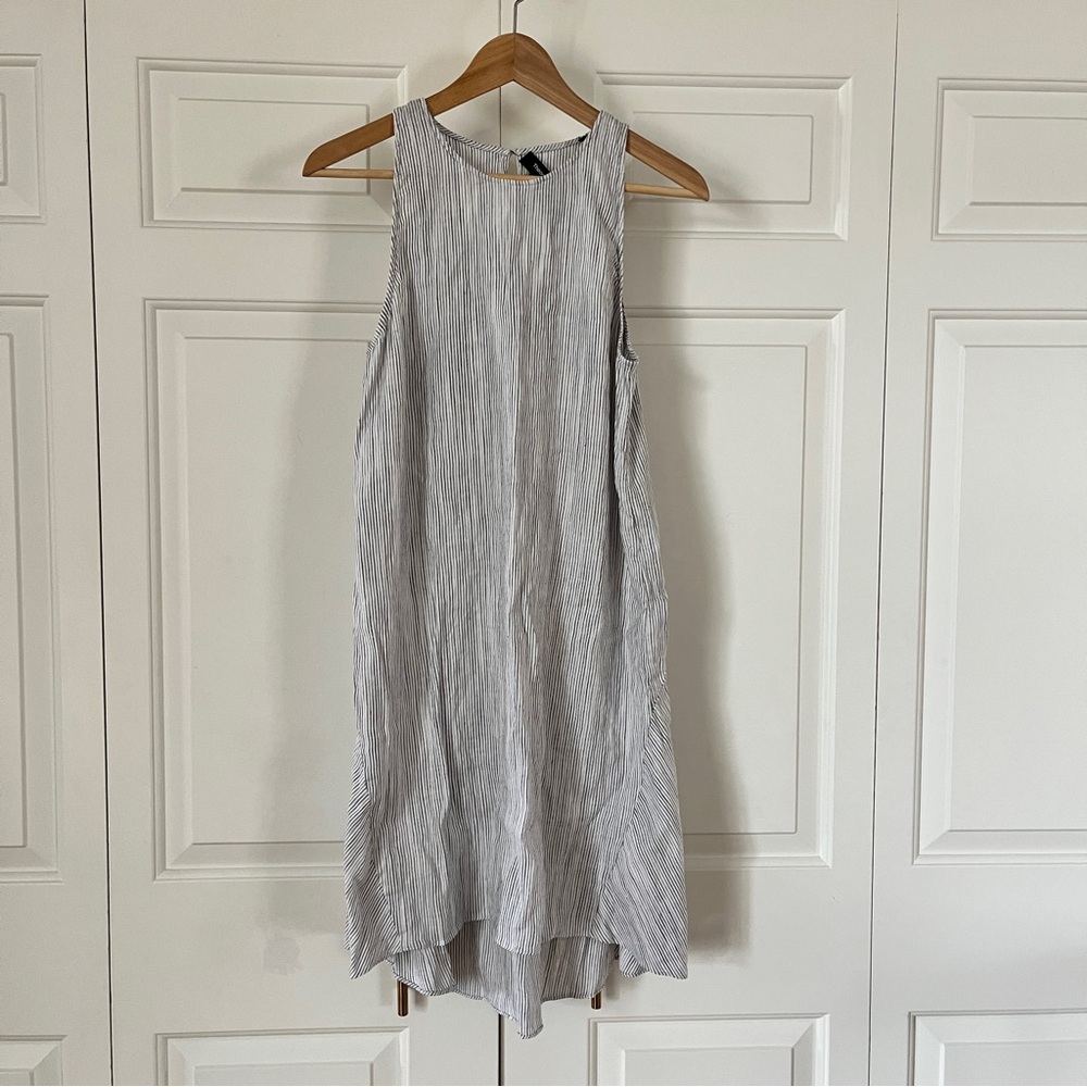 Sleeveless Linen Striped Dress